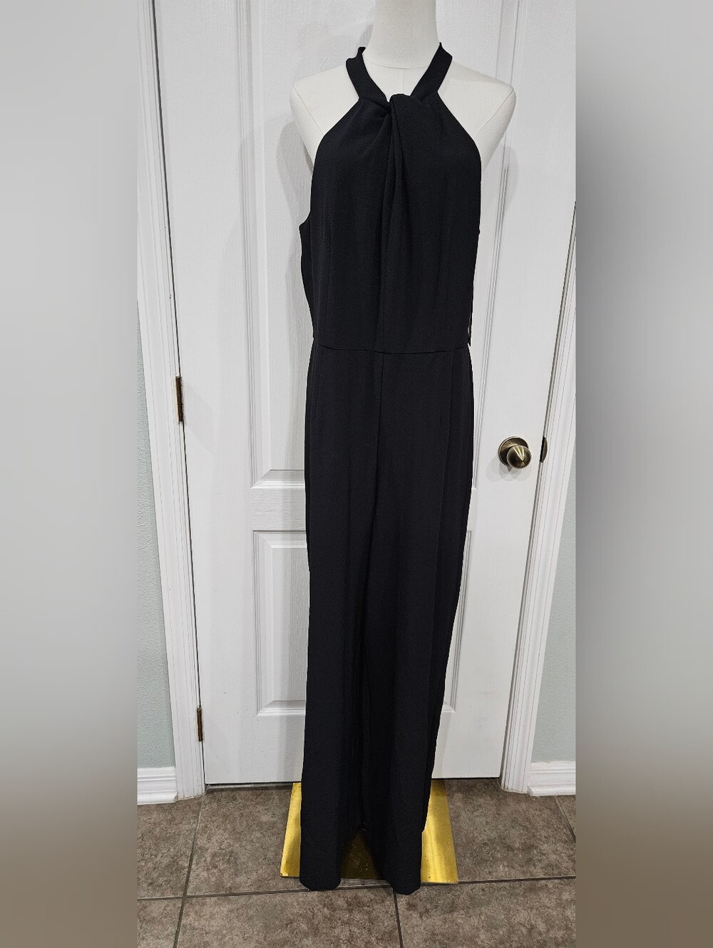 julia jordan Black Halter-Neck Wide-Leg Jumpsuit